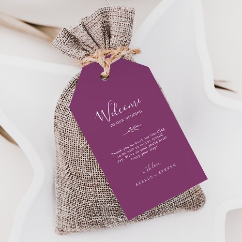Minimal Leaf  Berry Wedding Welcome Gift Tags