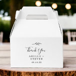 Minimal Leaf | Black and White Thank You Wedding Favor Boxes<br><div class="desc">This minimal leaf black and white thank you wedding favor box is perfect for a boho wedding reception. The minimal design features a simple greenery silhouette in black and white with classic minimalist boho style. Personalize the favor boxes with your names, the event (if applicable), and the date. These favor...</div>
