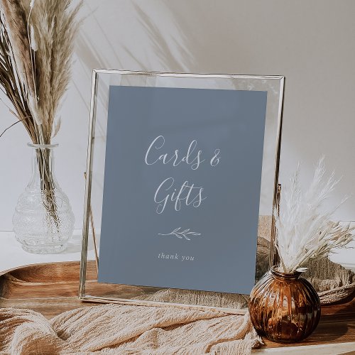 Minimal Leaf  Blue and White Cards and Gifts Poster