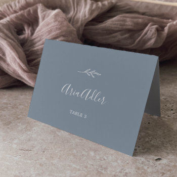 Minimal Leaf Blue And White Guest Name Place Cards by FreshAndYummy at Zazzle