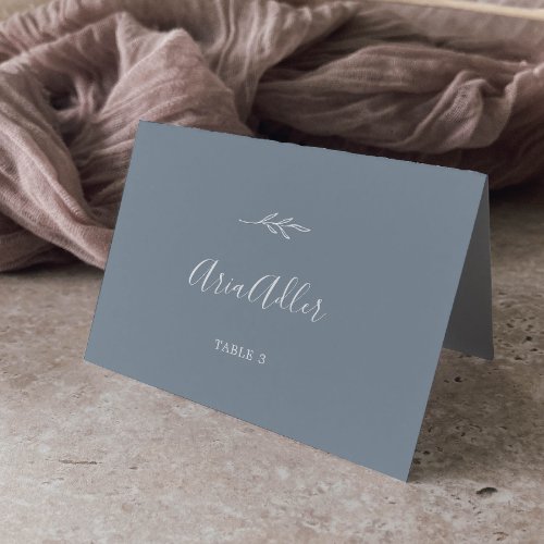 Minimal Leaf Blue and White Guest Name Place Cards