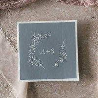 Minimal Leaf | Blue and White Monogram Wedding