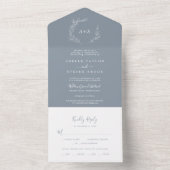 Minimal Leaf | Blue and White Wedding All In One Invitation (Inside)