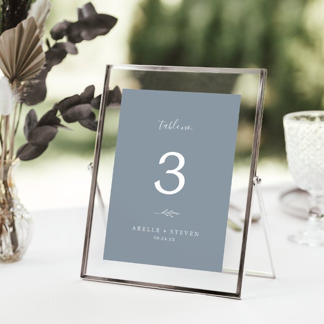 Minimal Leaf | Blue and White Wedding Table Number (Creator Uploaded)