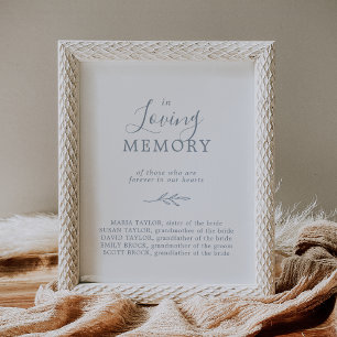 Minimal Leaf   Blue In Loving Memory Memorial Sign