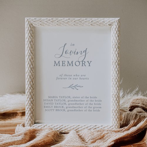 Minimal Leaf  Blue In Loving Memory Memorial Sign