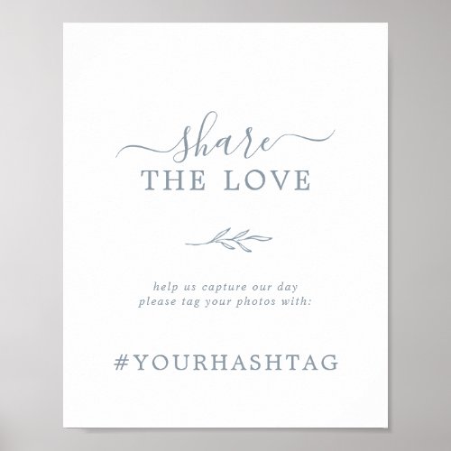 Minimal Leaf  Blue Share The Love Hashtag Sign