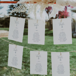 Minimal Leaf Blue Table Number Seating Chart Cards
