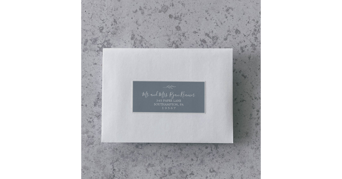 Minimal Leaf | Blue Wedding Guest Address Labels | Zazzle