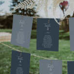 Minimal Leaf Blue White Hanging Seating Chart Card<br><div class="desc">These minimal leaf blue and white hanging seating chart cards are perfect for an elegant wedding. The design features a simple greenery silhouette in white on a dusty blue background with classic minimalist style. The card prints on the front and back (double-sided).</div>