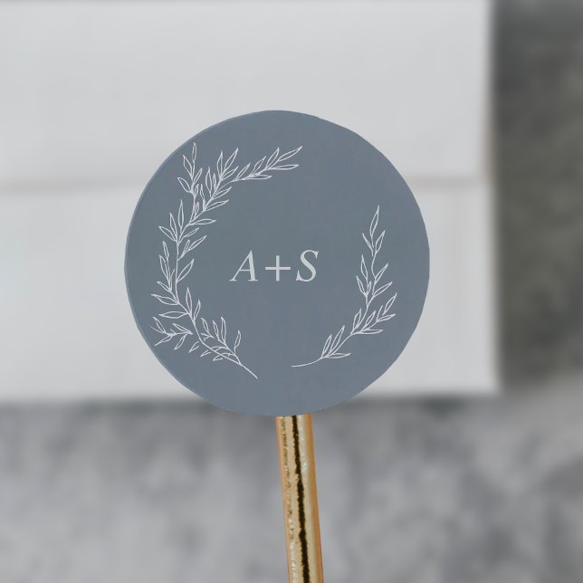 Minimal Leaf | Blue White Monogram Envelope Seals (Creator Uploaded)