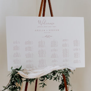 Minimal Leaf Blush Pink Alphabetical Seating Chart Foam Board