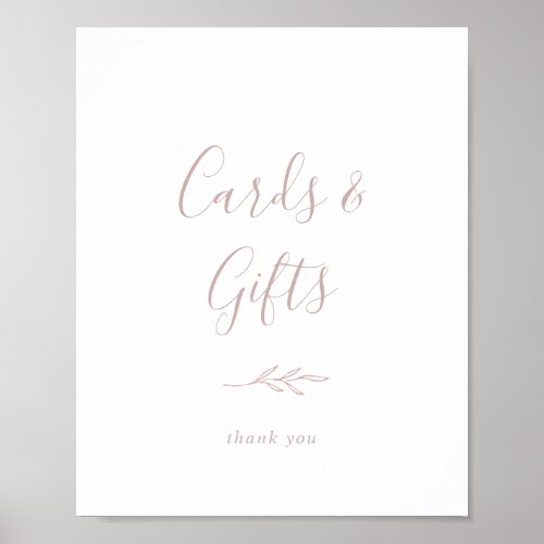 Minimal Leaf  Blush Pink Cards and Gifts Sign