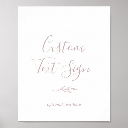 Minimal Leaf  Blush Pink Custom Text Sign