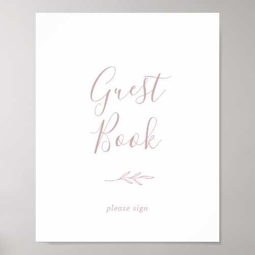 Minimal Leaf  Blush Pink Guest Book Sign