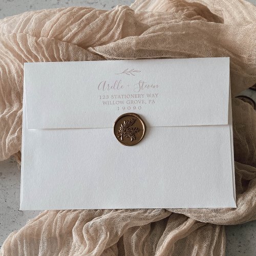 Minimal Leaf  Blush Pink Wedding Invitation Envelope