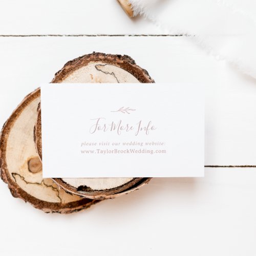 Minimal Leaf  Blush Pink Wedding Website Enclosure Card