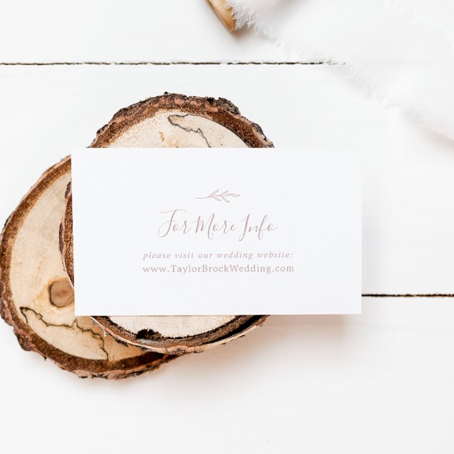 Minimal Leaf | Blush Pink Wedding Website Enclosure Card (Creator Uploaded)