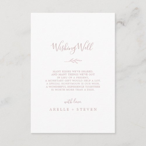 Minimal Leaf Blush Pink Wedding Wishing Well Card