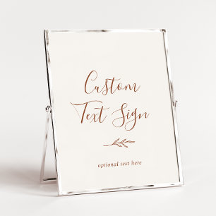 Minimal Leaf Boho Cream Custom Text Sign