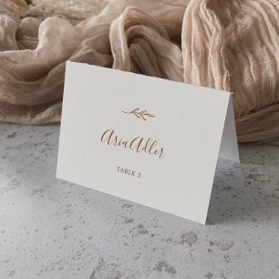 Minimal Leaf Boho Cream Guest Name Place Cards