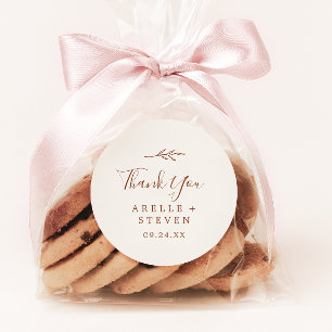 Minimal Leaf   Boho Cream Thank You Favor Sticker