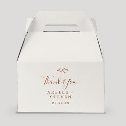 Minimal Leaf | Boho Cream Thank You Wedding Favor Boxes