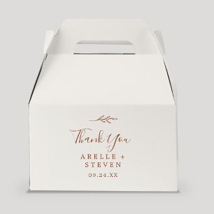 Minimal Leaf Boho Cream Thank You Wedding Favor Boxes