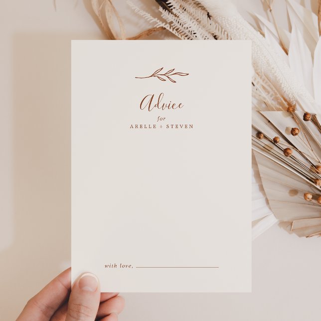 Minimal Leaf | Boho Cream Wedding Advice Card (Creator Uploaded)