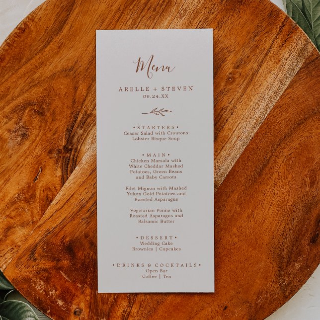Minimal Leaf | Boho Cream Wedding Dinner Menu (Creator Uploaded)