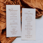 Minimal Leaf | Boho Cream Wedding Program<br><div class="desc">This minimal leaf boho cream wedding program is perfect for a boho wedding. The design features a simple greenery leaf silhouette in earthy burnt orange on a cream background with minimalist desert bohemian style. Include the name of the couple, the wedding date and location, thank you message, order of service,...</div>