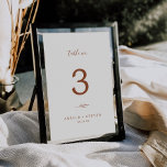 Minimal Leaf | Boho Cream Wedding Table Number<br><div class="desc">This minimal leaf boho cream wedding table number is perfect for a boho wedding. The design features a simple greenery leaf silhouette in earthy burnt orange on a cream background with minimalist desert bohemian style. The card prints on the front and back (double-sided). Items are printed exactly as they appear...</div>