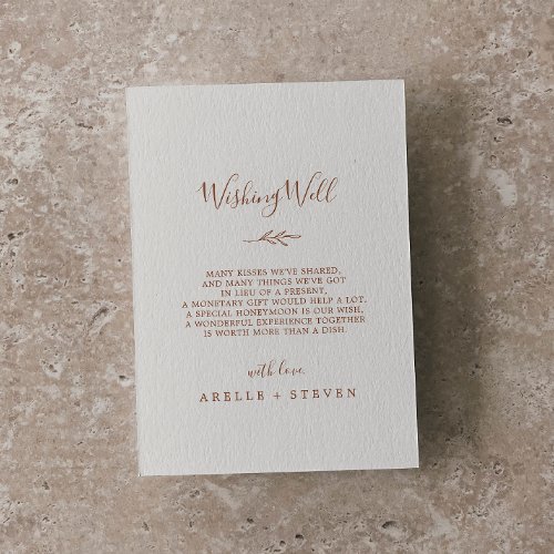 Minimal Leaf  Boho Cream Wedding Wishing Well Enclosure Card