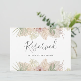 Minimal Leaf Boho Floral Wedding reserved sign  Invitation