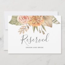 Minimal Leaf Boho Floral Wedding reserved sign