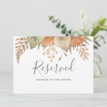 Minimal Leaf Boho Floral Wedding reserved sign