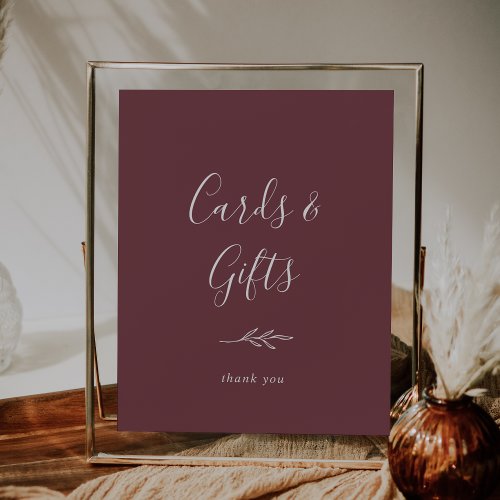 Minimal Leaf  Burgundy Cards and Gifts Poster