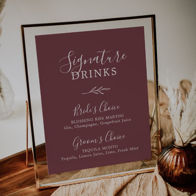 Minimal Leaf | Burgundy Signature Drinks Poster (Creator Uploaded)