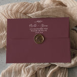 Minimal Leaf | Burgundy Wedding Invitation Envelope<br><div class="desc">This minimal leaf burgundy wedding invitation envelope is perfect for a boho wedding. The bohemian design features a simple greenery silhouette in a dark red wine color with classic minimalist boho style. Personalize the envelope flap with your return address. These envelopes can also be used for a bridal shower, rehearsal...</div>