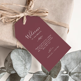 Minimal Leaf | Burgundy Wedding Welcome Gift Tags
