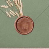 Custom Wax Seal Stickers - Custom Crossed Olive Branches Wedding Monogram Wax Seal Stickers