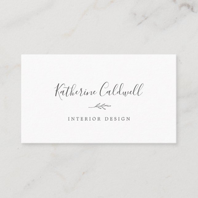Minimal Leaf | Dark Gray Business Card (Front)