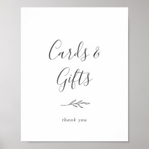 Minimal Leaf Dark Gray Cards and Gifts Sign