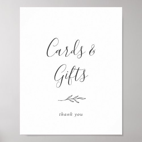 Minimal Leaf  Dark Gray Cards and Gifts Sign