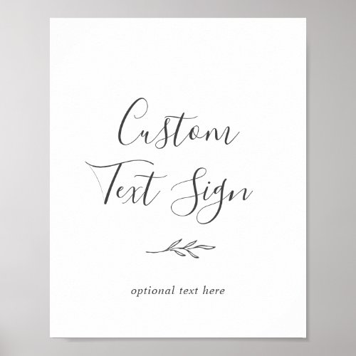 Minimal Leaf  Dark Gray Custom Text Sign