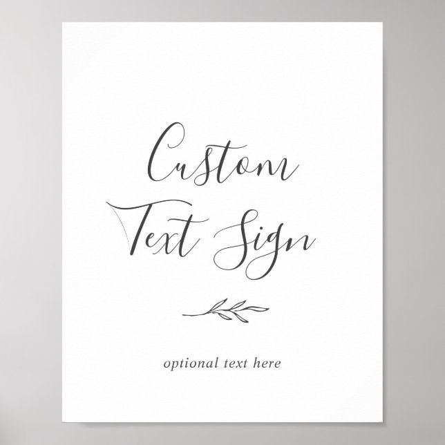 Minimal Leaf | Dark Gray Custom Text Sign (Front)