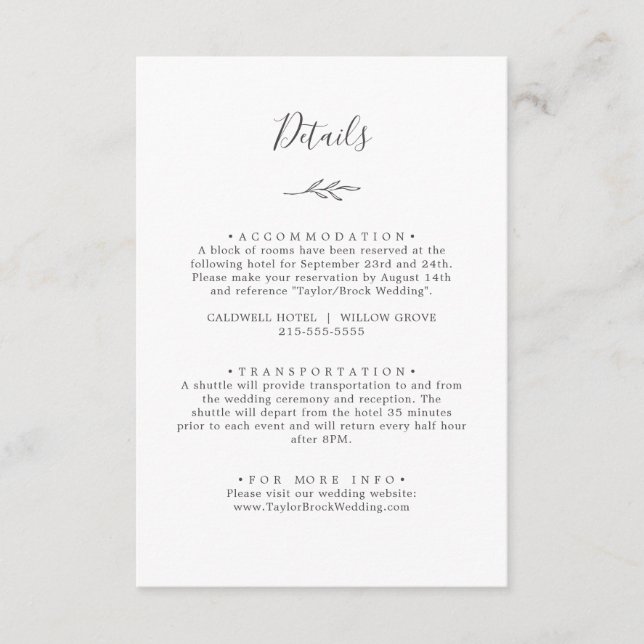 Minimal Leaf | Dark Gray Details Enclosure Card (Front)