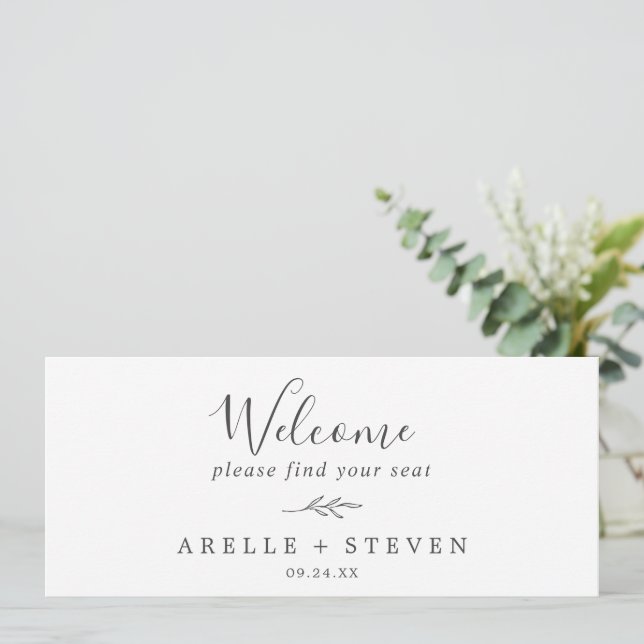 Minimal Leaf | Dark Gray Seating Chart Header (Standing Front)
