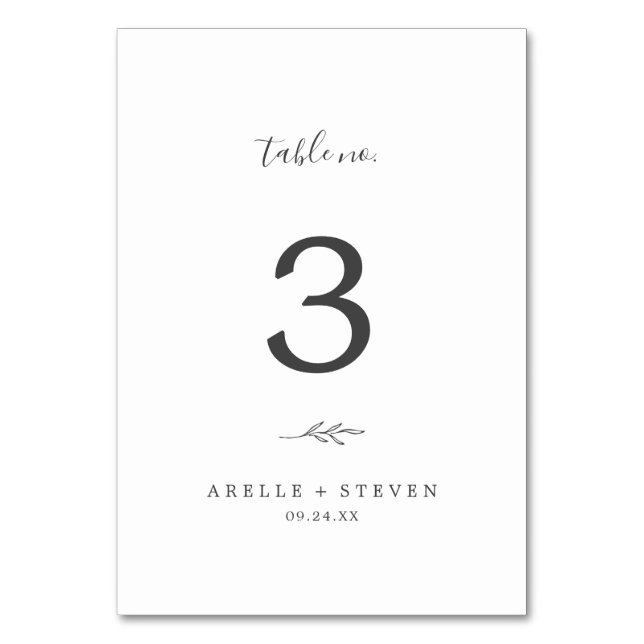 Minimal Leaf | Dark Gray Table Number (Front)