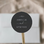 Minimal Leaf | Dark Gray Wedding Envelope Seals<br><div class="desc">These minimal leaf dark gray wedding envelope seals are perfect for an elegant wedding. The design features a simple greenery silhouette in charcoal gray with classic minimalist style. Personalize the label with the names of the bride and groom.</div>